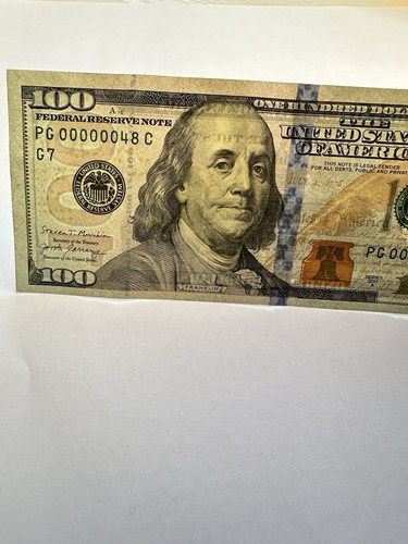 Fancy serial number LOW SERIAL NUMBER RARE $100 dollar bill SIX ZEROS 00000048 - Picture 5 of 6