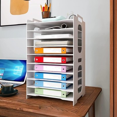 Dokumentenablage A4 Briefablage 10 Fächer PVC Organizer Office Weiß - 32.5x25cm