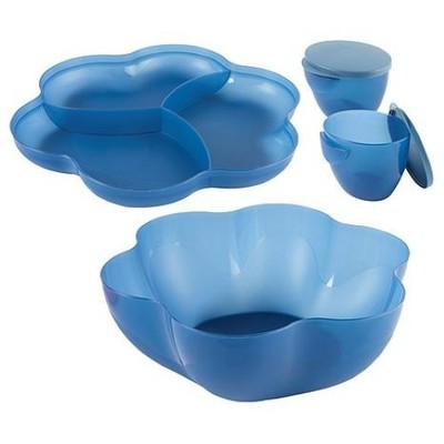 Tupperware Ice Cube Blue 6 Piece Chip N Dip Entertaining Set Christmas Gift New