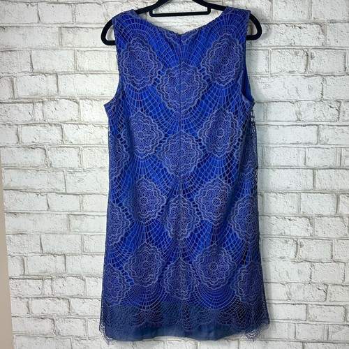 Nicole Miller Artelier Dress Silk Lace Shift Sleeveless Mini Blue L - Picture 2 of 8