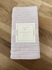 Pottery Barn Baby Montauk Pink Stripe Belgian Linen Crib Skirt