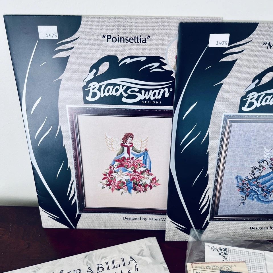 1990s Cross Stitch Pattern Lot Black Swan Mirabella JBW Designs Lavender Lace - Image 2 of 4