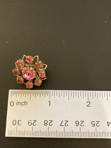 Spilla Coro spilla tono oro rosa strass grappolo 1" - Foto 4 di 4