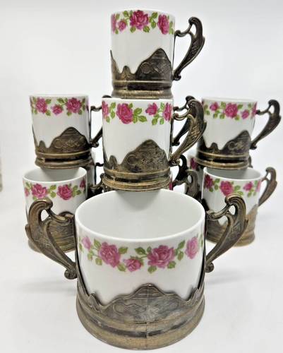 Set of 12 Risoli Monopoli Small White Espresso Cup with Metal Holder 2.25 Tall - 第 1/5 張圖片