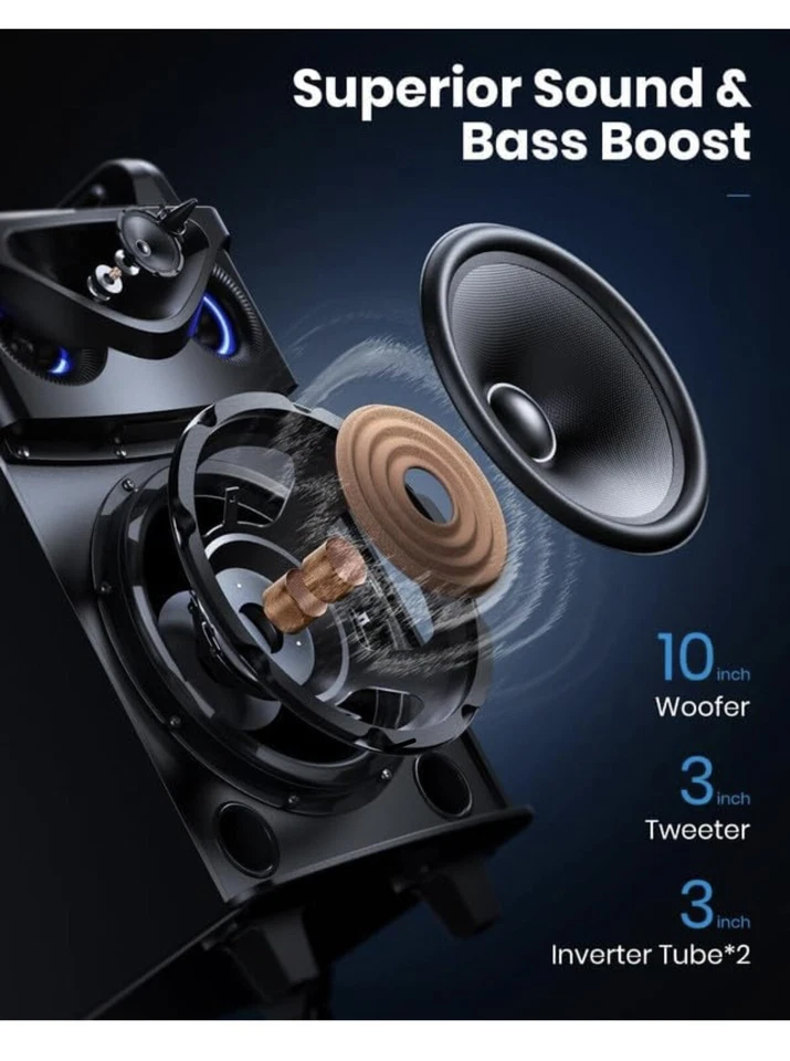 Moukey Portable Party Speaker Bluetooth Singing Machine With 2 Wireless Mics JP - Image 2 of 4