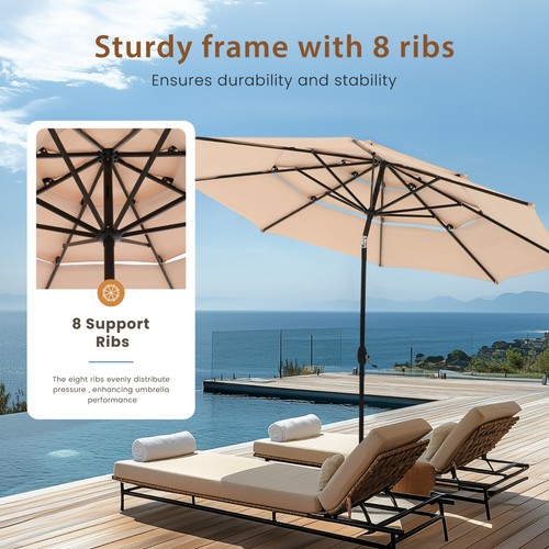 6 Piece Patio Dining Set Outdoor Furniture Table and Chairs Set with Umbrella - Picture 9 of 12