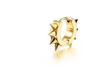 Single Gold Anium Steel Hoop Gothic Punk Rivet Ear Stud Spike Image Is Loading Single Gold Anium Steel Hoop Gothic Punk Rivet