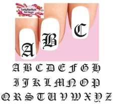 Waterslide Nail Decals Set of 20 - Old English Letters Alphabet