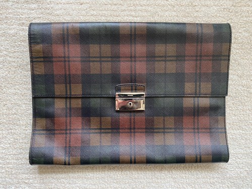 Prada Portfolio Plaid Coated Canvas 