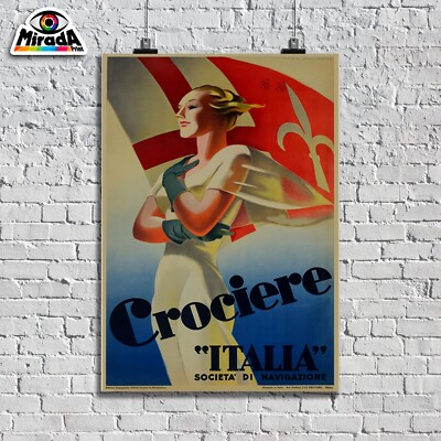 POSTER vintage poster CRUISES ITALY 1938 navigation ship sea holiday sun 