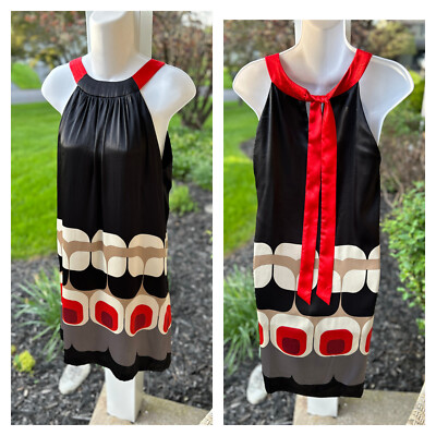 Eliza J Womens Sleeveless Halter Neck Swing Dress Back Neck Tie Size EC 