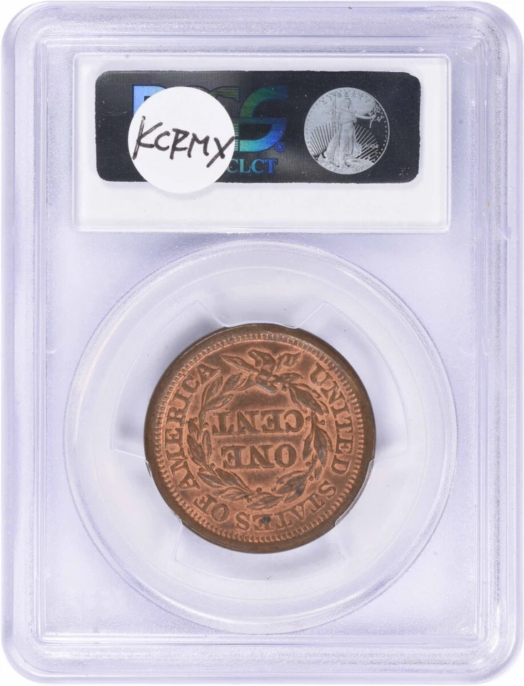 1855 Large Cent Upright 55 MS65RB PCGS (CAC) - Image 2 of 4