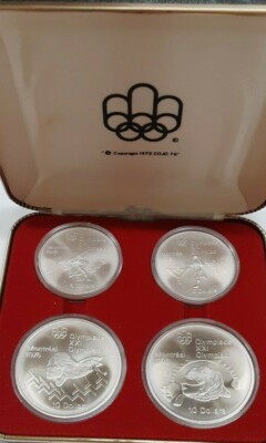 1975 Canada Montreal Olympic Games .925 Silver Four Coin Set in