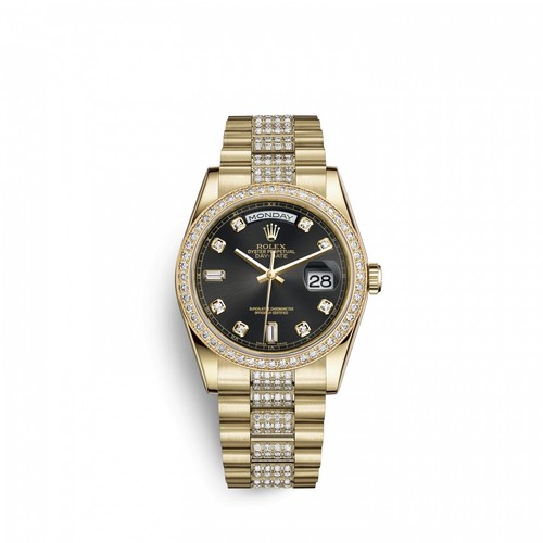 Rolex Day-Date President 36mm 18k Yellow Gold Full Factory Pave Diamond 118348