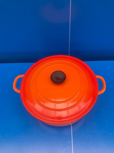 Le Creuset Grande Casseruola Ghisa Rotonda Vintage Modello N° G Arancio Ø 29 CM - Foto 2 di 8