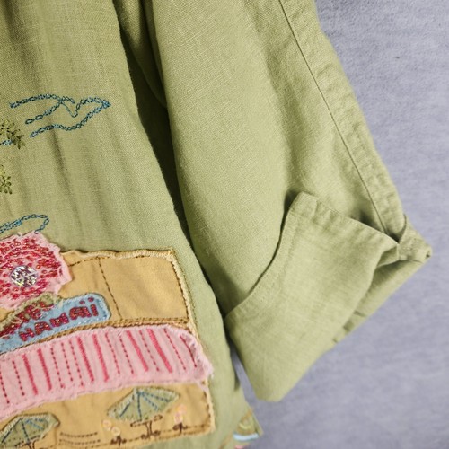 Ruby Rd Woman Lightweight Jacket 16W Sage Green Hawaii Embroidery Pockets Cuffs - Picture 6 of 24