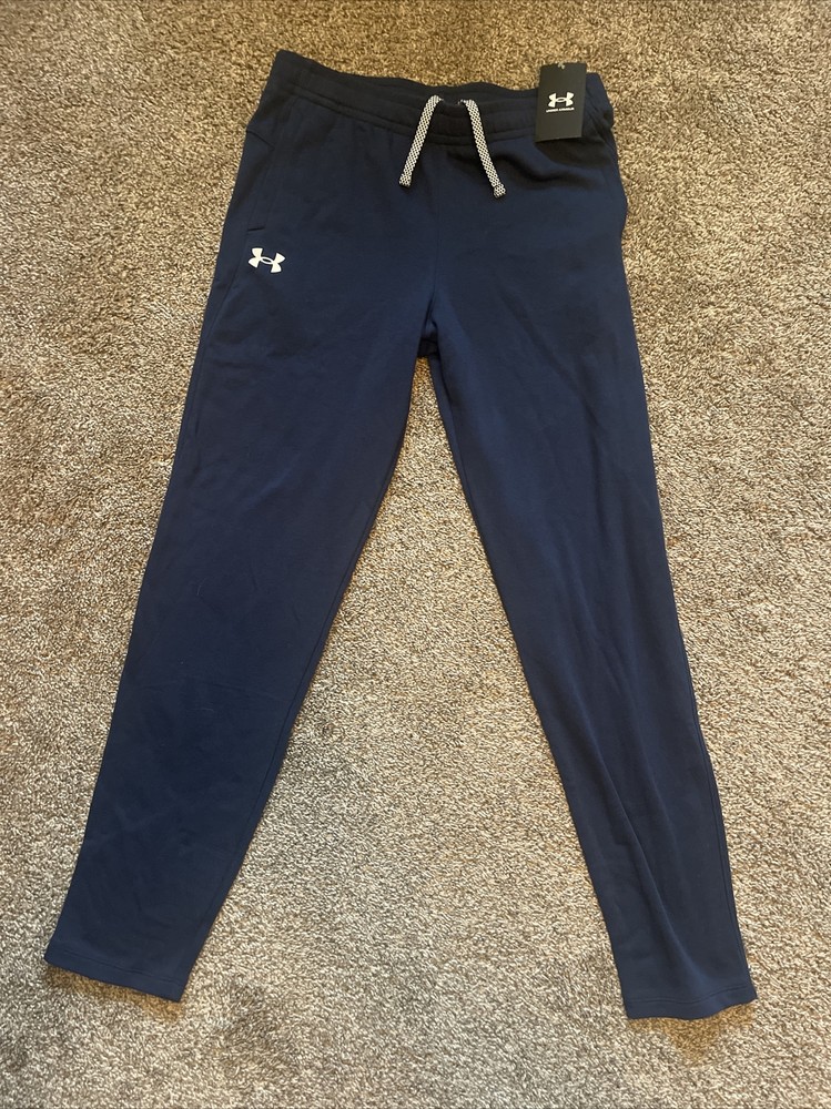 Under Armour Youth Black Sweatpants Activewear YXL Side Pockets Blue (0380)