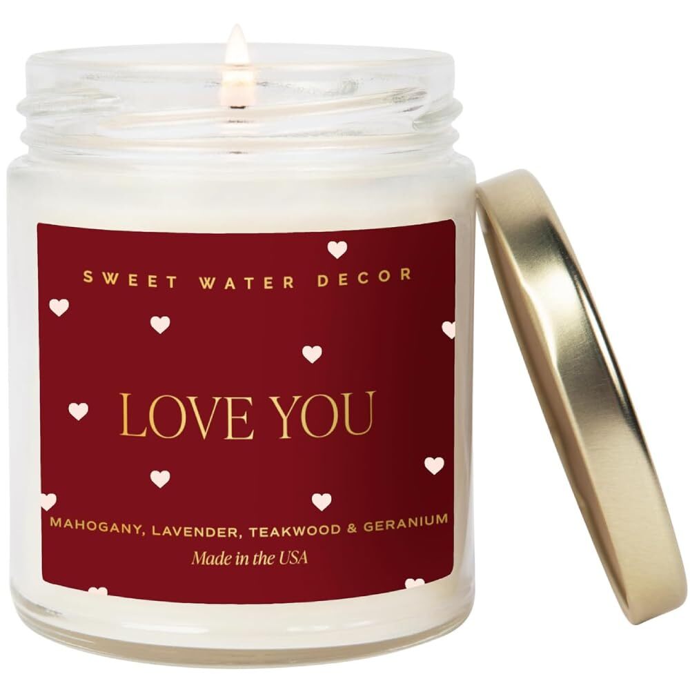 Love You Candle - Mahogany, Lavender, Wood, and Geramium Scented Candle - 9oz...