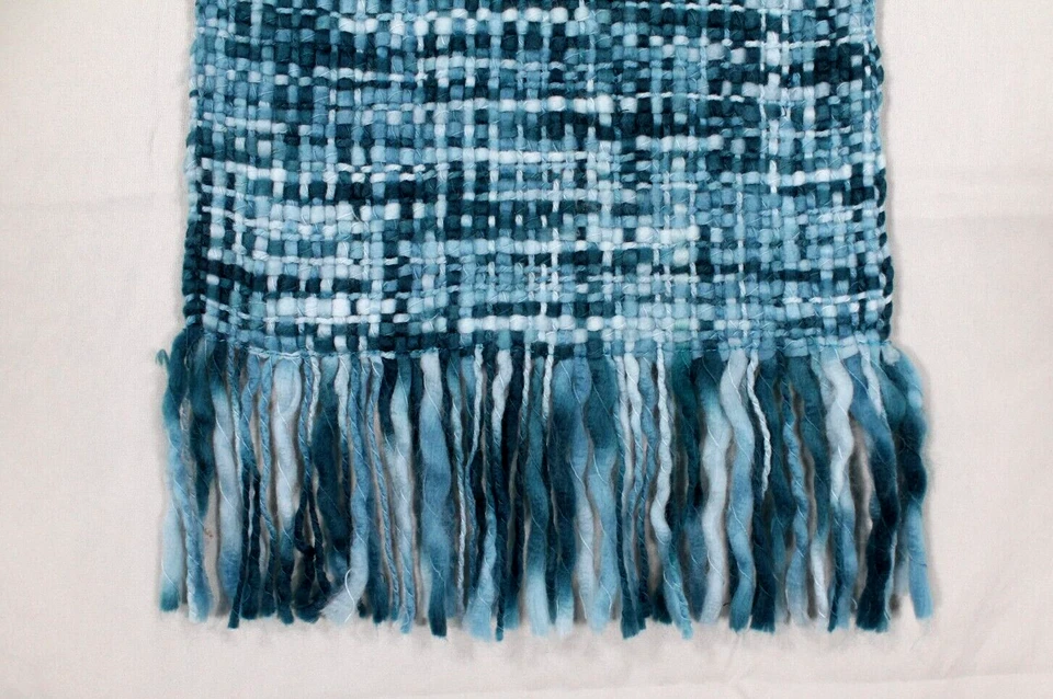 BUFANDA/ENVOLTURA DE CUELLO MADISON NY 88 Anthropologie RECTÁNGULO TWEED verde azulado Foto 3 de 4