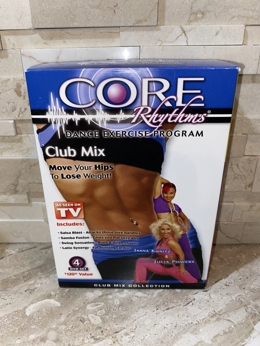 Core Rhythms Dance Exercise Program Club Mix DVD 4 Disc Box Set Kunitz & Powers
