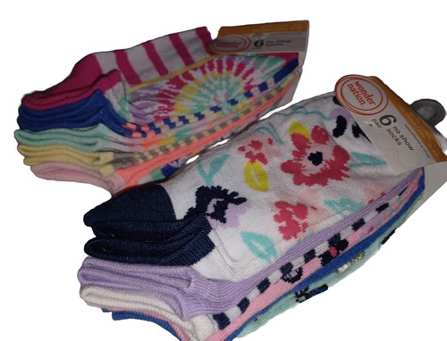 🦋 Girl's L Tie Dye Floral No Show 6 Pack Socks Lot New NWT Butterfly 12 Pairs