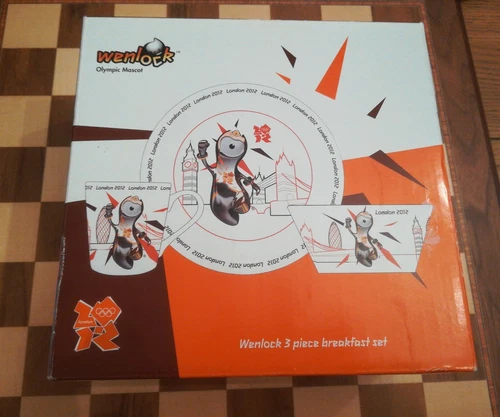 London 2012 Olympics Wenlock 3 Piece Ceramic Breakfast Set Official Merchandise