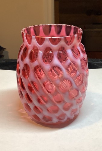 Antico vaso opalescente mirtillo vetro buckeye co 1887 grandi finestre vortice - Foto 4 di 11