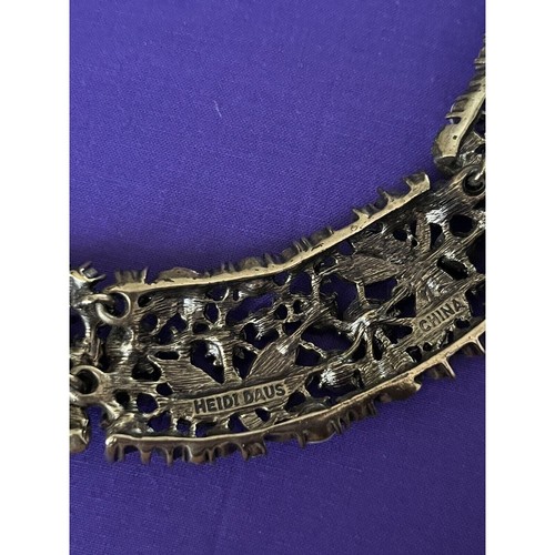 Heidi Daus Necklace Fantasy In Flight Dragonfly Opalescent Crystal Collar Flaws - Picture 3 of 10
