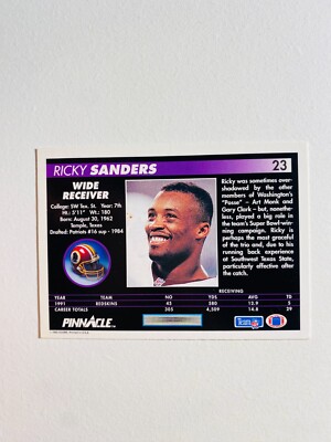 1992 PINNACLE #23 RICKY SANDERS NM-MT NFL FOOTBALL CARD | eBay