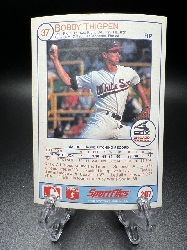 1989 Sportflics - #207 Bobby Thigpen White Sox - Image 2 of 2