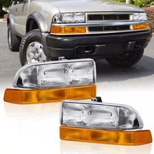 Fit For 98-04 Chevy S10 Blazer Chrome Housing Amber Headlights Leftright Fit For 98-04 Chevy S10 Blazer Chrome Housing Amber Headlights Leftright