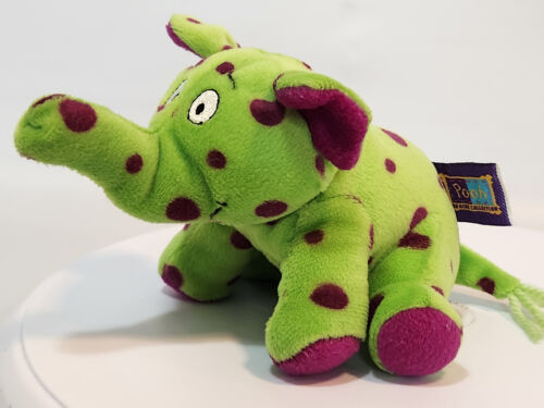 Gund Heffalump Plush Winnie the Pooh Green Purple Polka Dot Elephant Beanie 6"