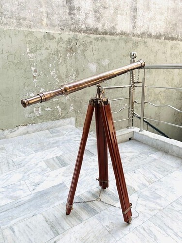 TELESCOPE MARINE NAUTICAL BRASS PIRATE SPYGLASS VINTAGE SCOPE WITH TRIPOD STAND - Picture 3 of 10