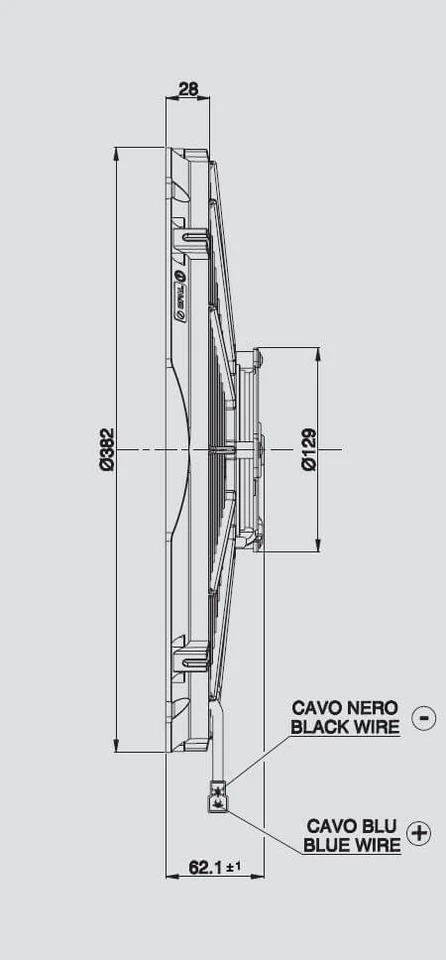 Ventilador extractor de bajo perfil SPAL 30100385 14" con aspas rectas, 12V Foto 3 de 4