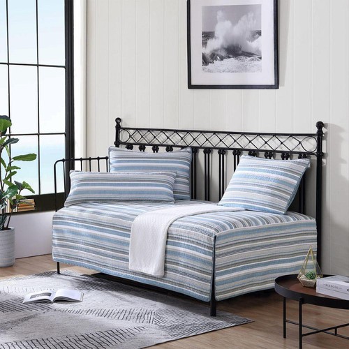 Nautica Daybed Bedding Set Twin 4-Piece Reversible Striped Soft Cotton Blue - 第 4/8 張圖片
