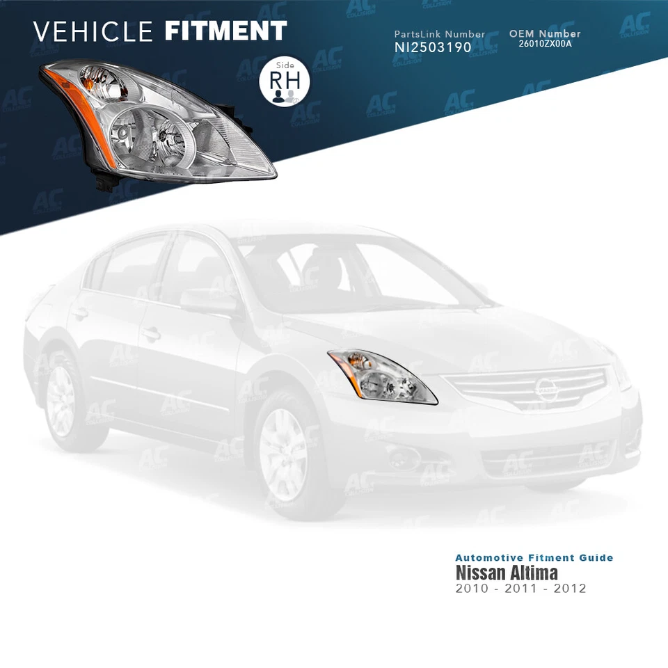 Faro derecho pasajero TYC para 10 11 12 Nissan Altima diestro Foto 2 de 4