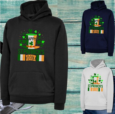 Happy St. Patrick's Day Hoodie Kobold Mütze Kleeblatt irisch festlich Kapuze Top