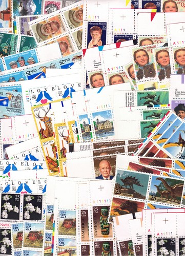 US $100.00 FACE POSTAGE LOT of MINT / NH 25¢ VALUES in BLOCKS, Inc PLATE BLOCKS!