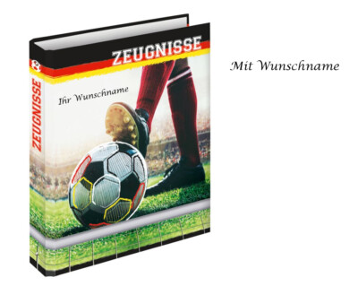 Zeugnismappe mit Namen (Gravur) / Zeugnisringbuch / ''Fußballfieber''