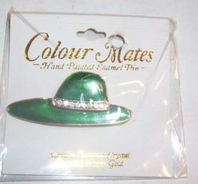 Colour Mates Hand Painted Enamel Pin W/ European Crystal Pin Layered in 18K Gold