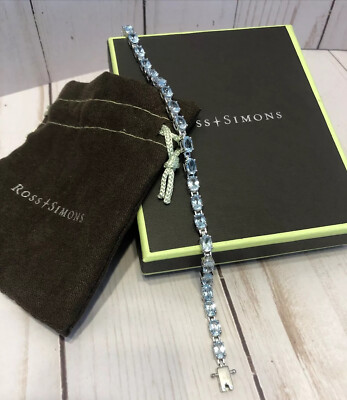 Ross Simons .925 Blautopas Tennisarmband 7 Zoll