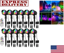 12 Pack Landscape Lights Low Voltage RGB 7W DC AC 12-24V Garden Path Lighting