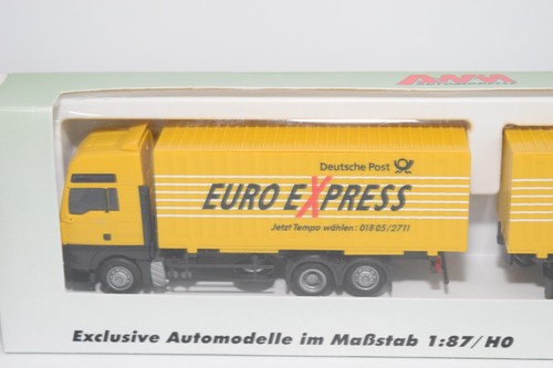 B8 1:87 AWM MAN M.A.N. EURO EXPRESS CAMION POSTALE TEDESCO CON RIMORCHIO MIB - Foto 2 di 12