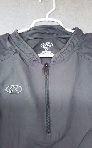 New Gray Rawlings Pullover Warmup Short Sleeve Baseball Jacket Size Medium - Picture 4 of 11