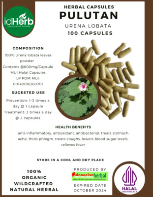 [idHerb] CAPSULES Urena Lobata Pulutan Natural Organic Herbal fresh