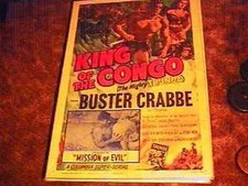 KING OF CONGO CH8 MOVIE POSTER '52 BUSTER CRABBE THUNDA