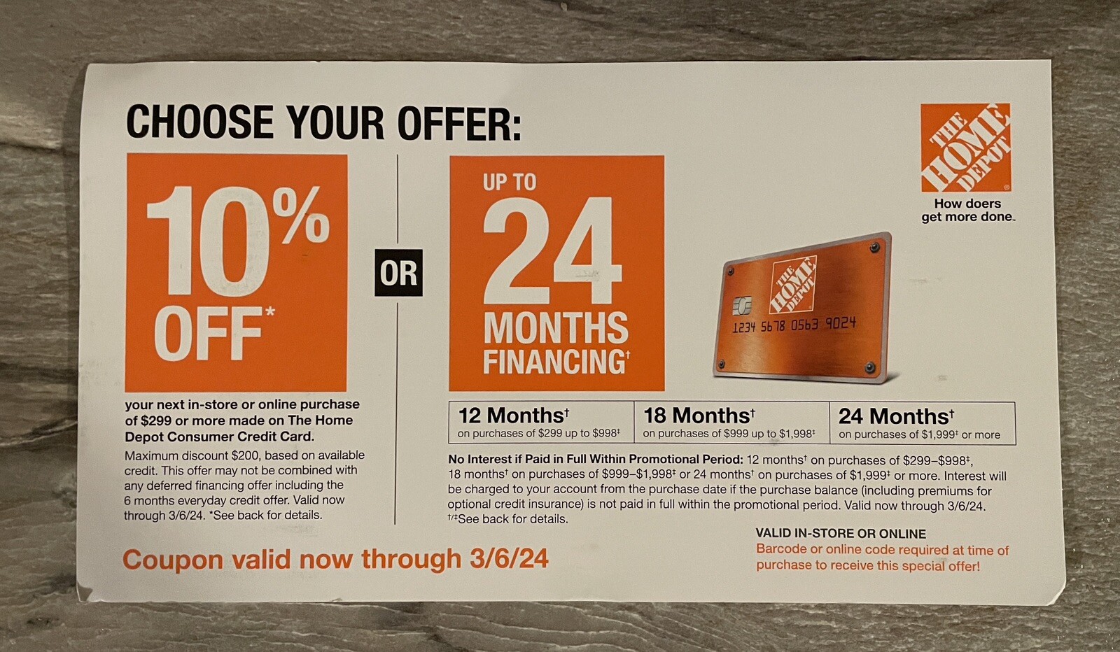 Home Depot Coupon 10 Off or Special Financing w/HD Credit Card Expires