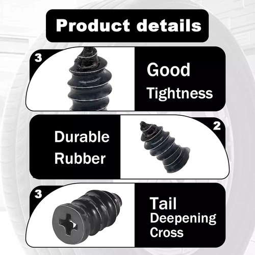 40Pcs Tire Repair Rubber Nail, Rubber Screw Tire Plugs Self-Service Vacuum Tire - Picture 2 of 7