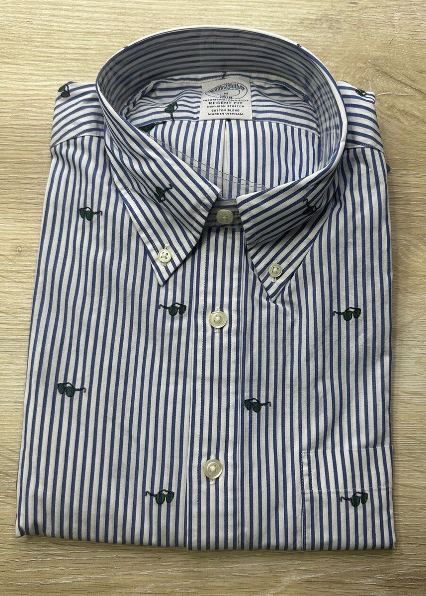 Brooks Brothers Men Dress Shirt Multi Striped Regent Fit Non