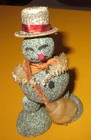 VTG BLUE PUTZ SNOWMAN, MICA, CARDBOARD - 1940'S - JAPAN
